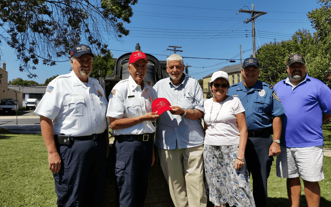 NY Fire Department 911 Commemorative Hats presented to the Long Branch Fire Department and Police Department by Monmouth Rubber & Plastics